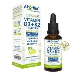 Aportha Vitamin D3 1000 IU + K2 Vital 20 μg (50 ml) - Βιταμίνη D3 & K2