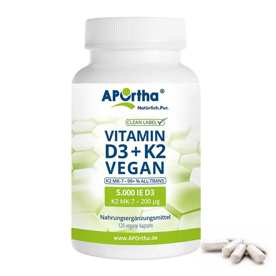 Aportha Vitamin D3 5000IU+k2 200mcg VEGAN -120caps