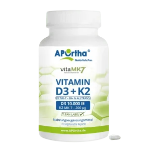 Aportha Vitamin D3 10000+k2 200 VEGAN-120caps